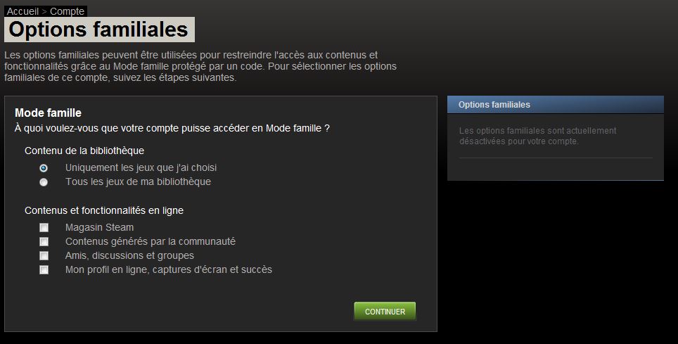 Options Familiales Steam