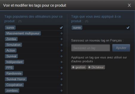 Les tags Steam